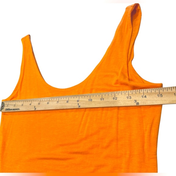 Double Zero Scoop Neck Tank Size Large Orange Sleeveless Straight Hem Stretch - Picture 10 of 11